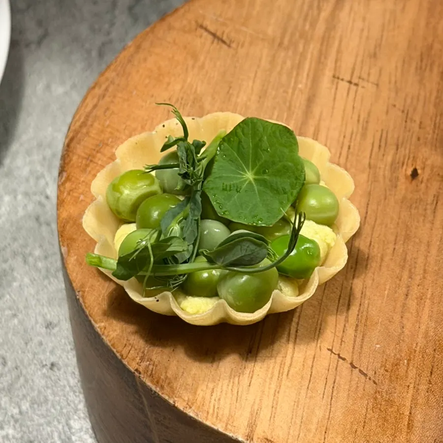 Green pea tartlet starter