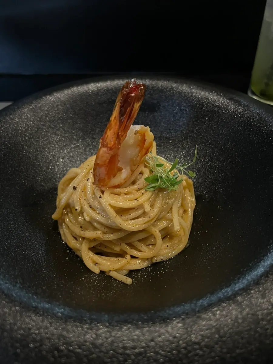 Sweet shrimp apple tart at Hado
