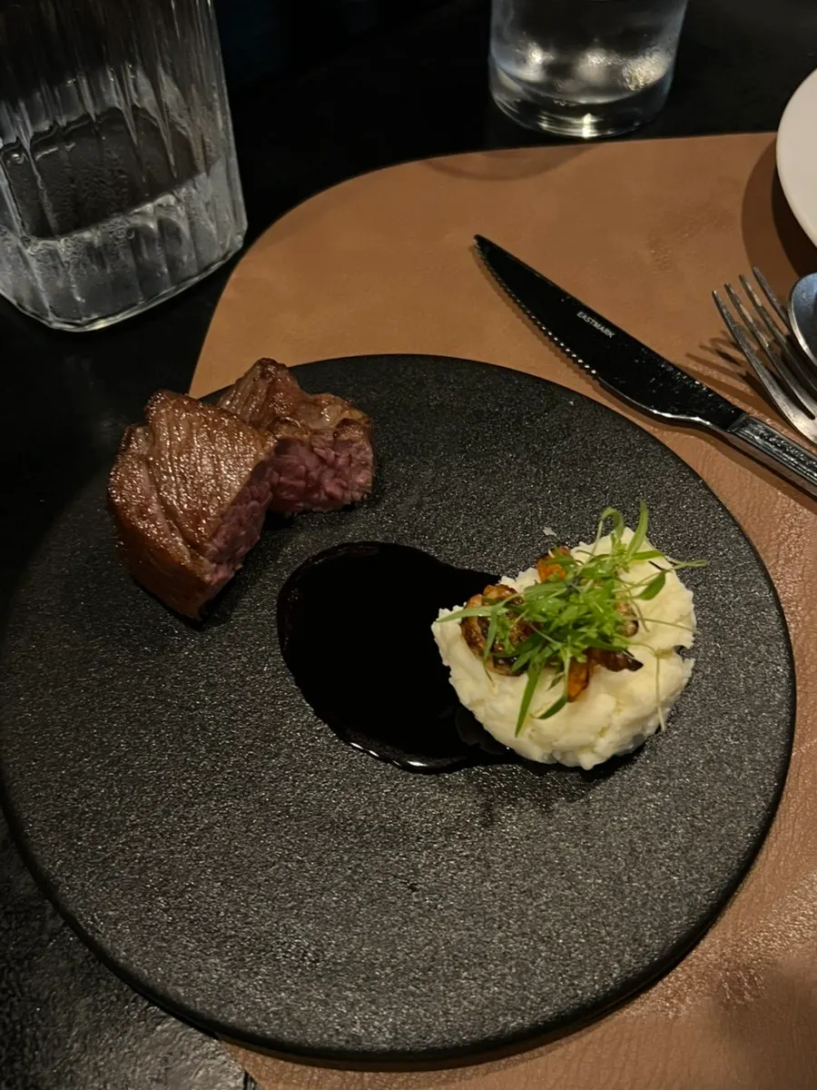 Chicken breast steak paired with carrot purée