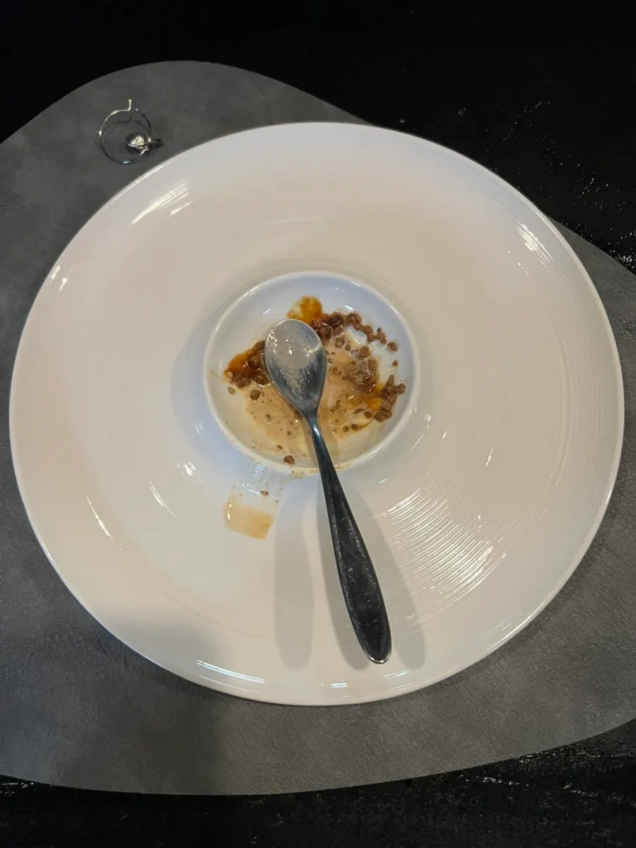 Earl Grey ice cream with caramel sauce and coffee cookie