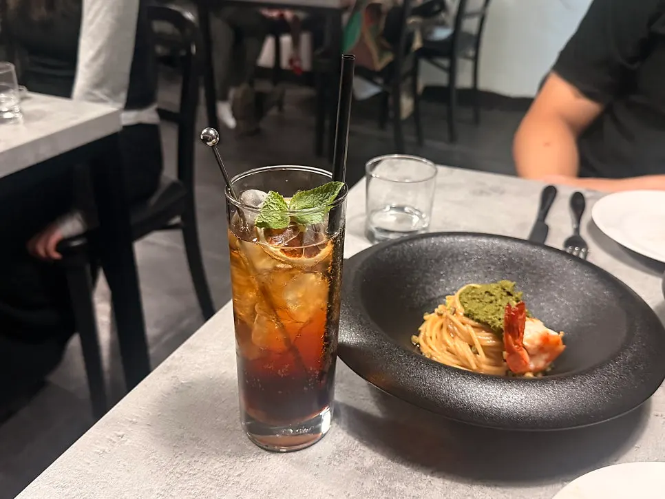 A single shrimp from the pasta