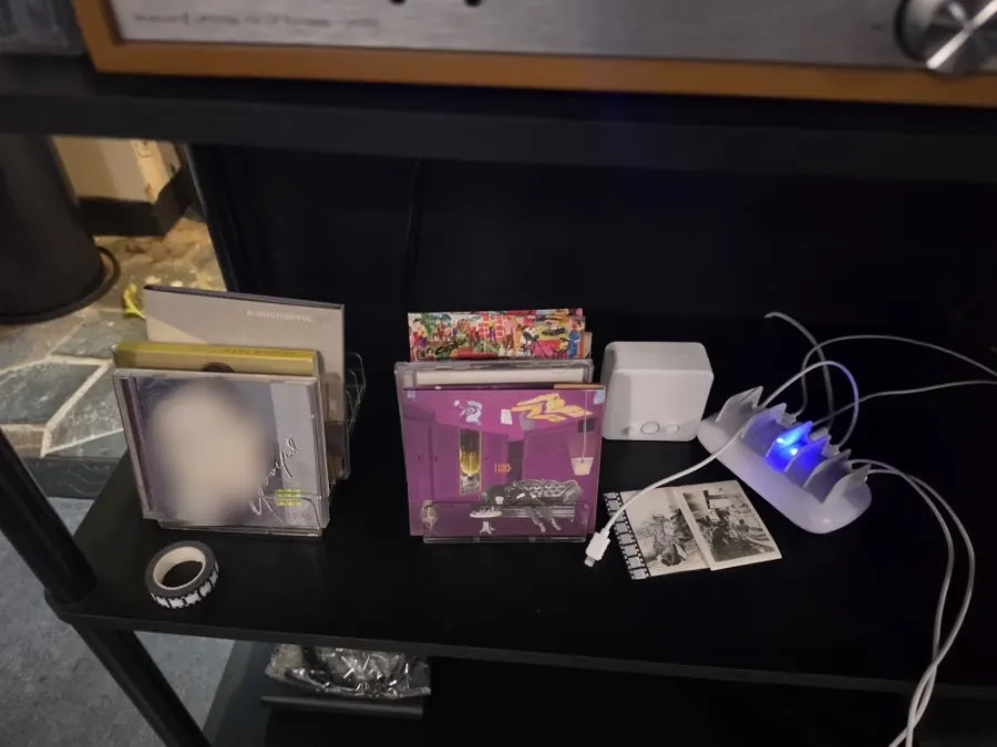 CD albums displayed in the restaurant
