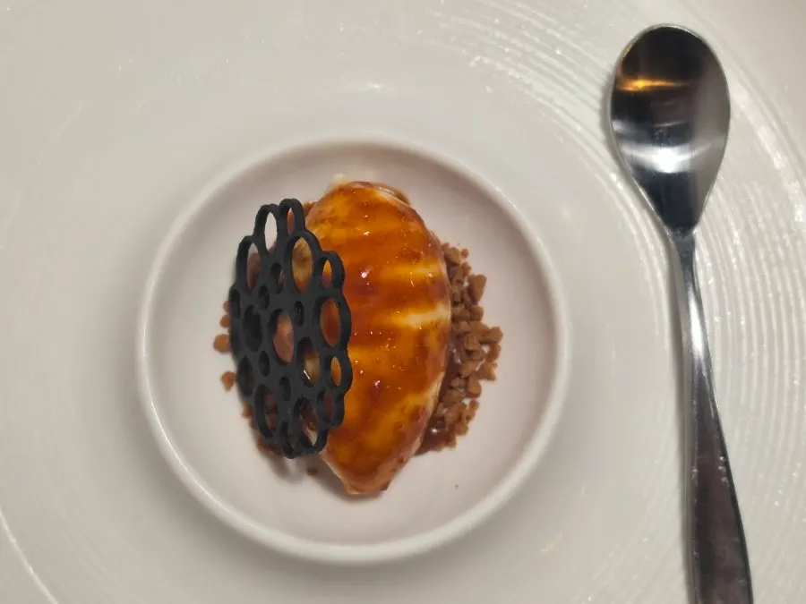 Close-up of Earl Grey ice cream with caramel
