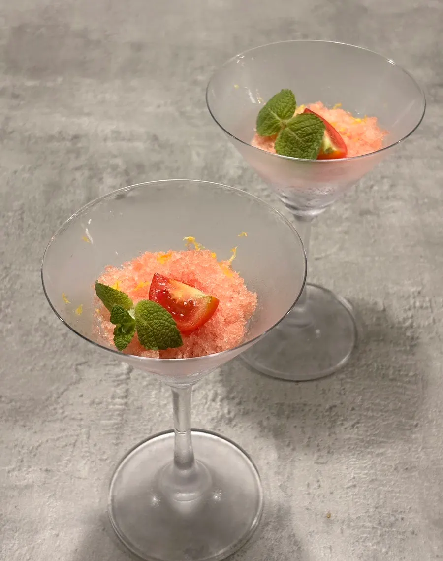 Free dessert of peach mousse cake