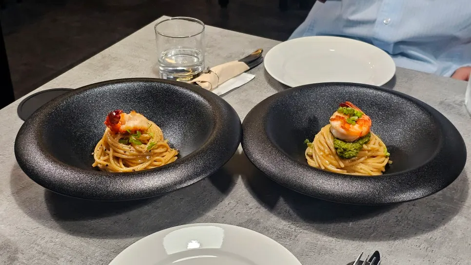 Two pasta plates served as the main course