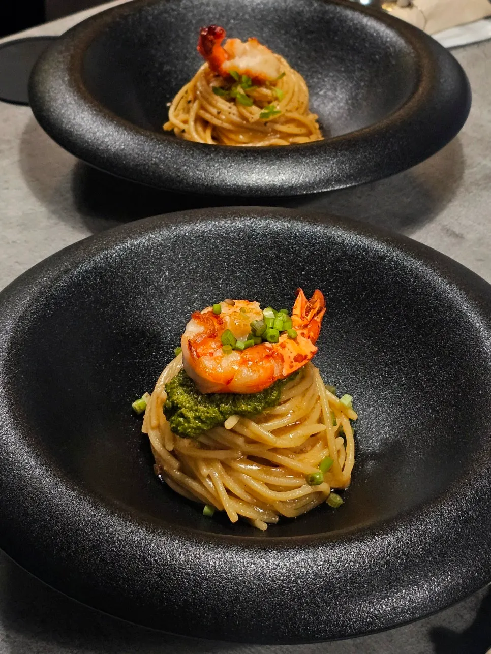 Comparison of bisque pasta and minari yuzu bisque pasta