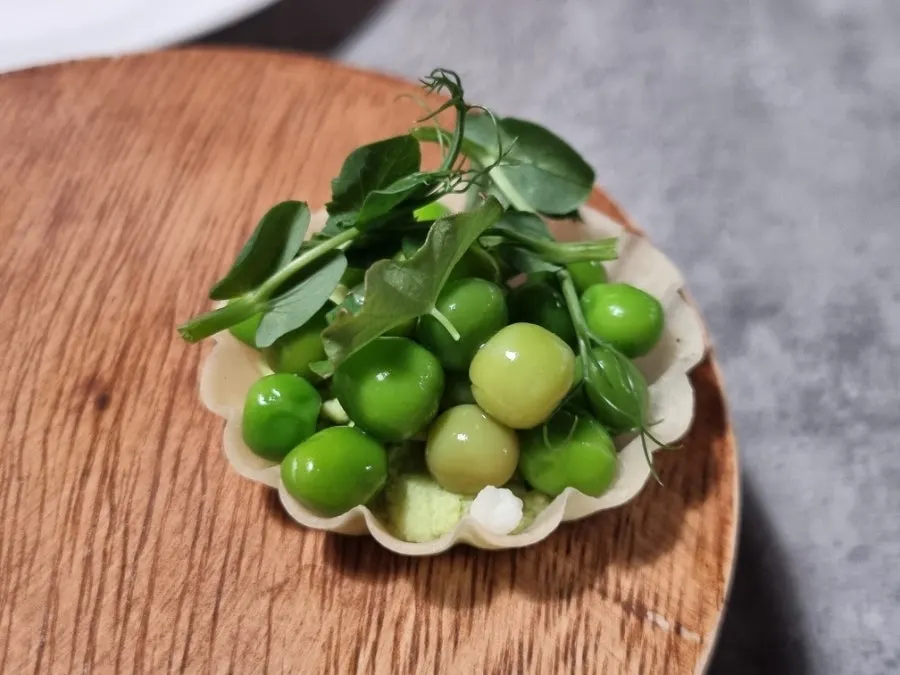 Sweet pea tart and sweet shrimp apple tart