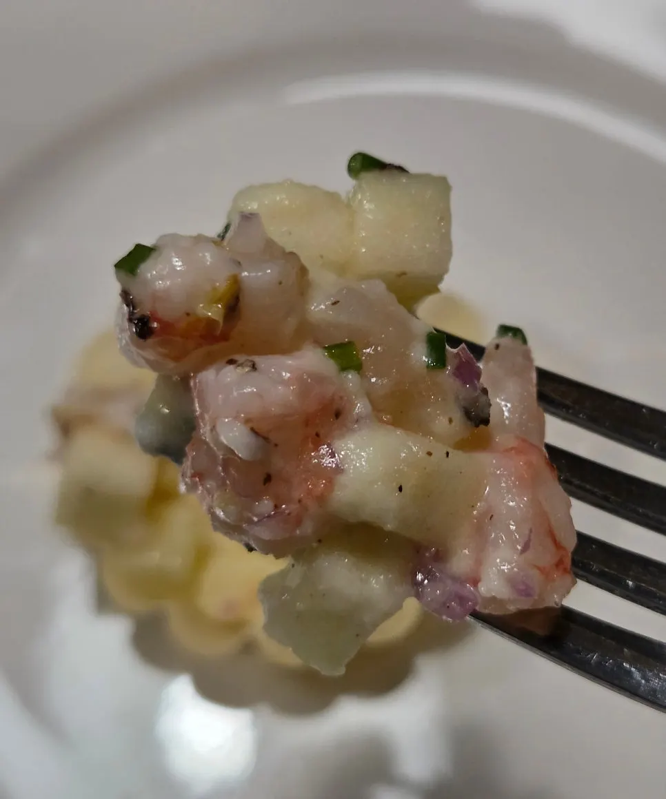 Close-up of the plated starter tarts