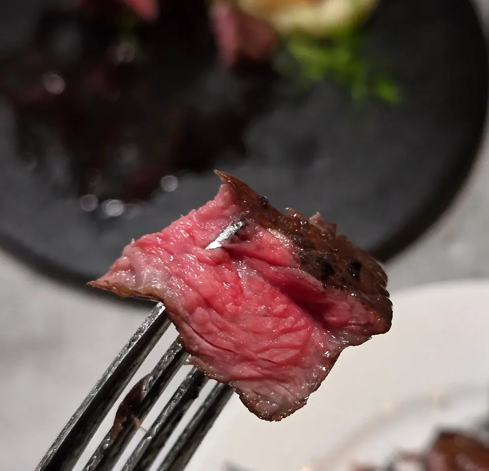 Steak cut into bite-sized pieces