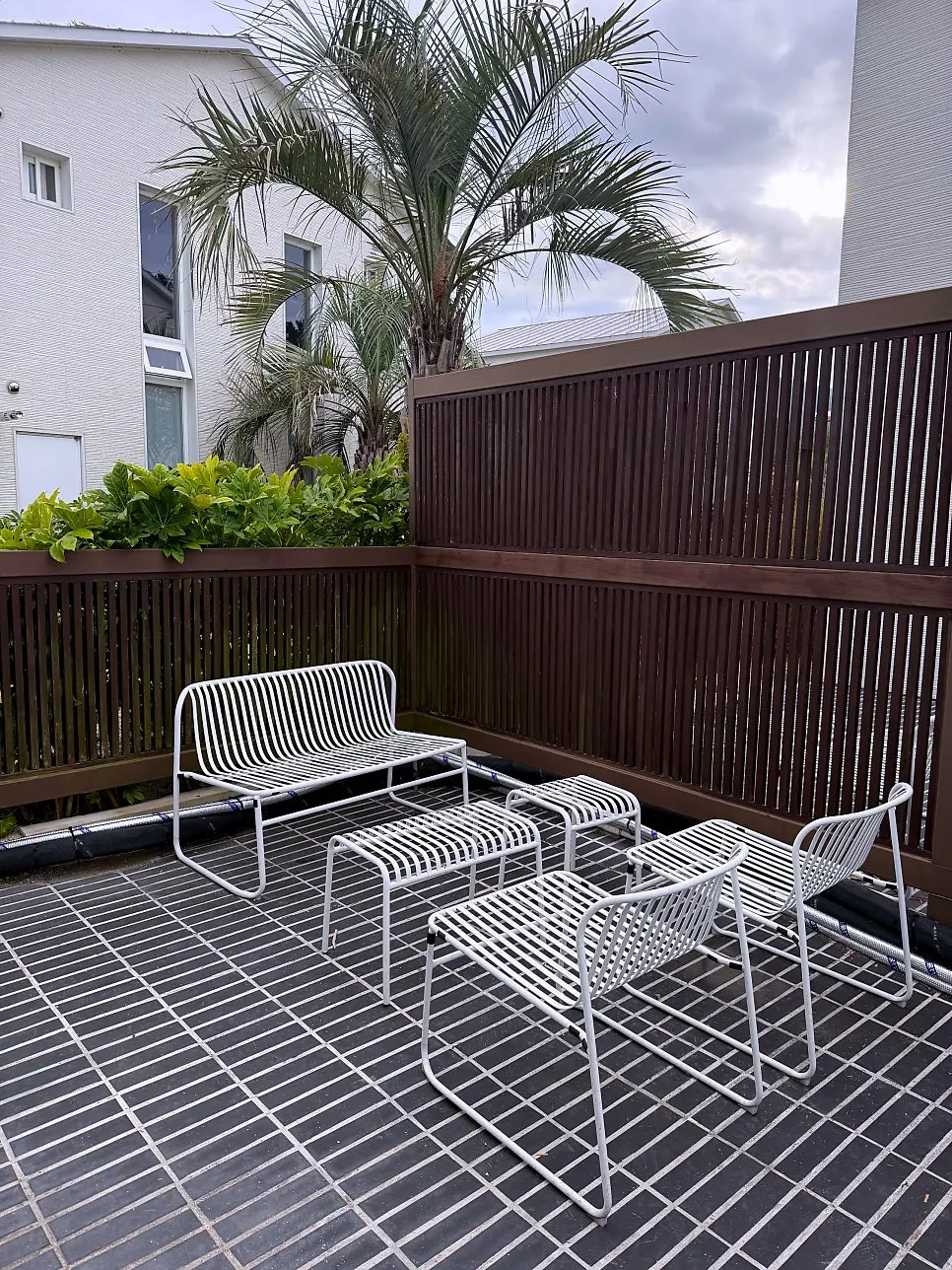 Outdoor barbecue area with a table