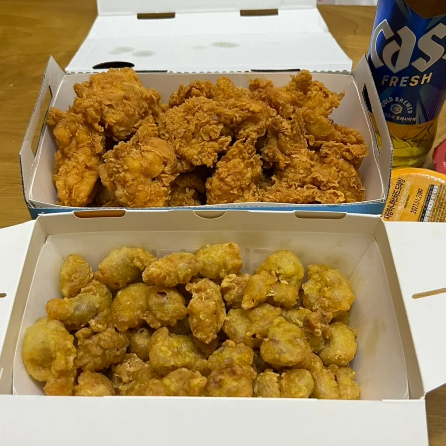 바삭한 후라이드치킨 순살 전체 모습