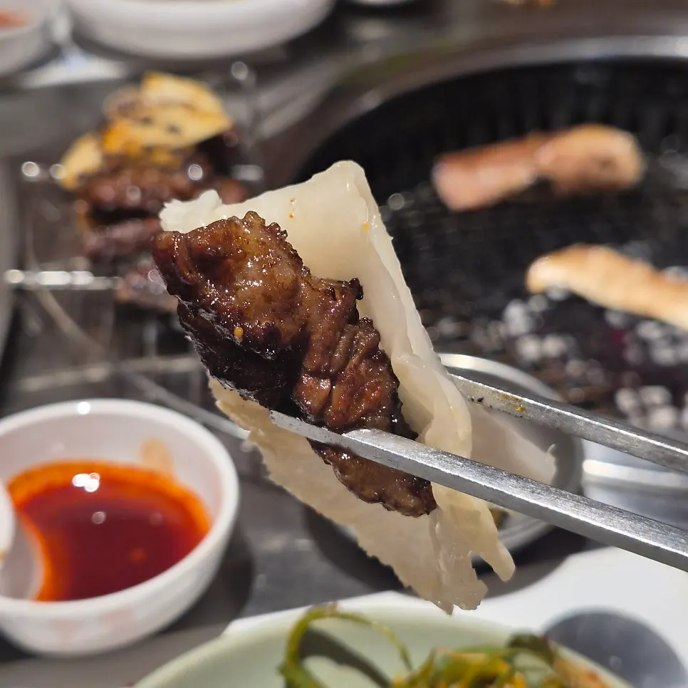 Authentic seasoned beef ribs with aged kimchi