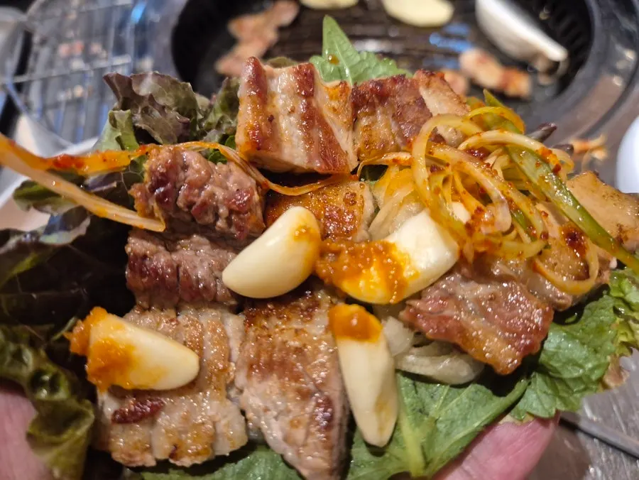 The full rib meal shared by three people