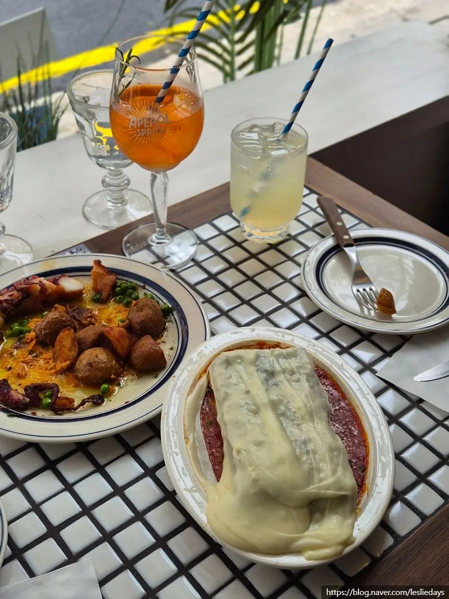 Ordered dishes and drinks on the table