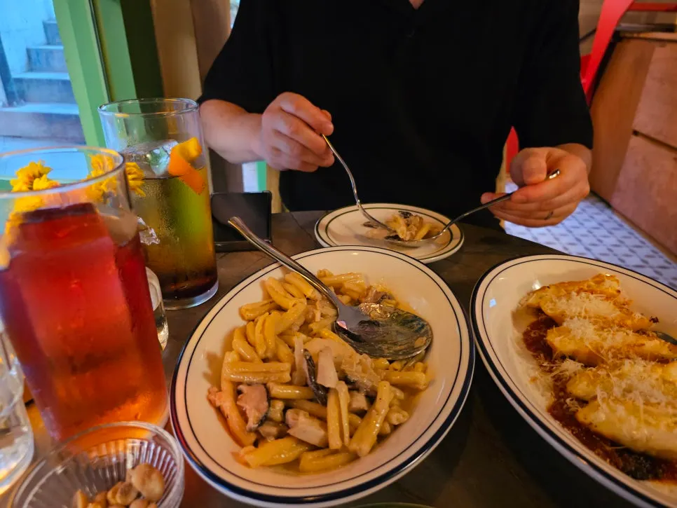 Dinner table at Sugar Hill shared between two people