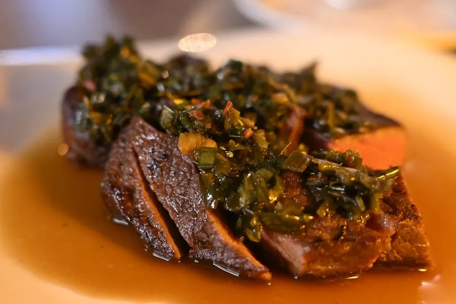 Sugar Hill's sous vide steak plating