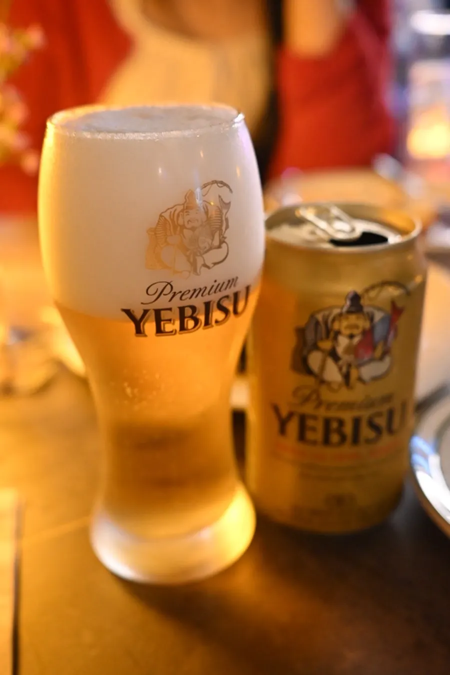 Ebisu beer served alongside the cheese platter
