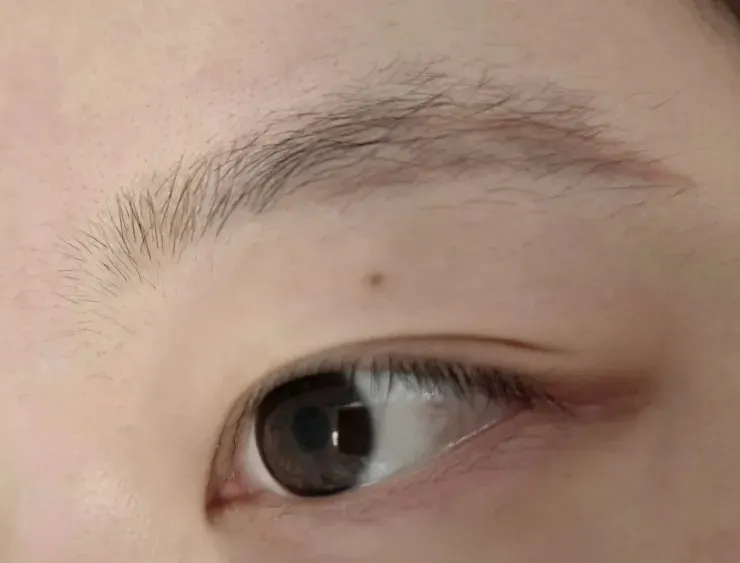 Bare eyebrows and eyes before the treatment