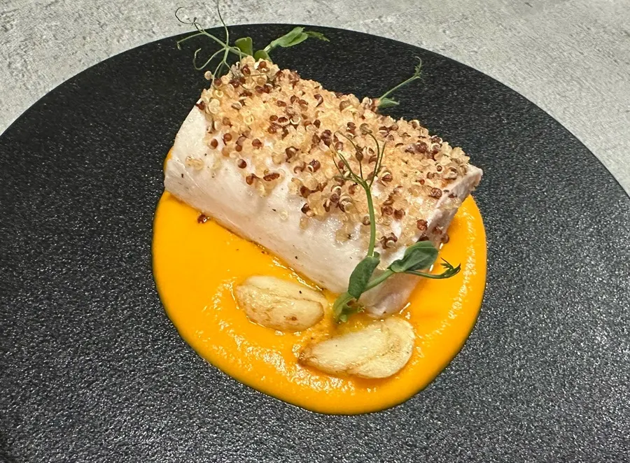 Sous vide chicken breast over carrot purée
