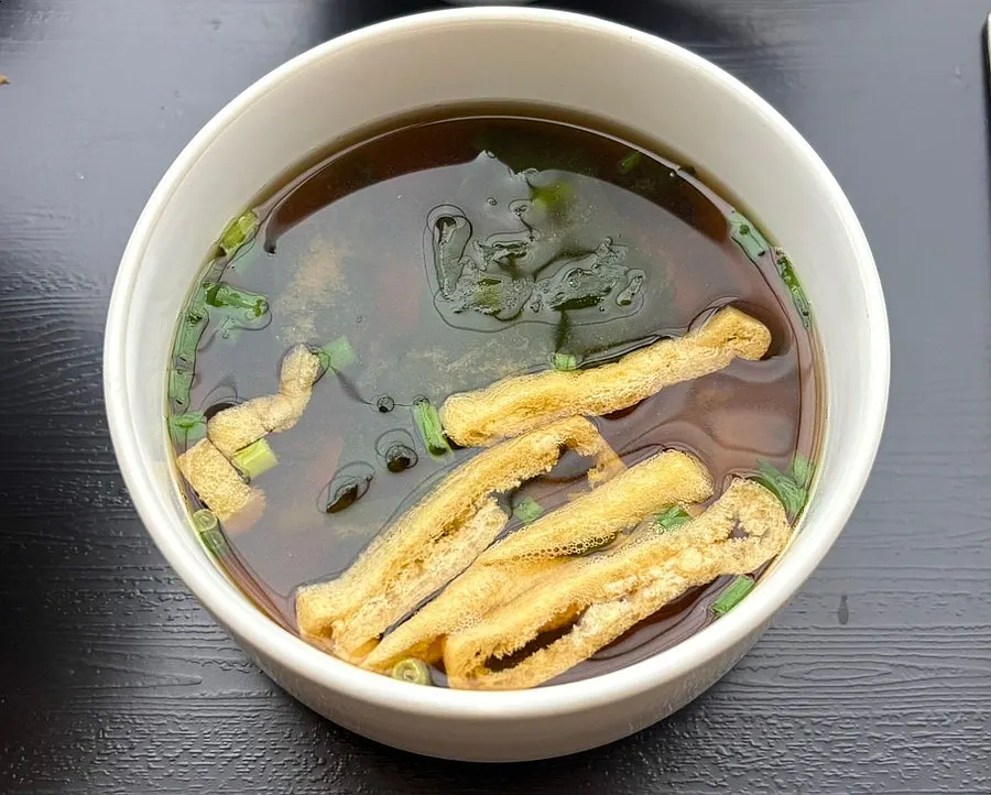 Savory doenjang soup served with the eel rice bowl