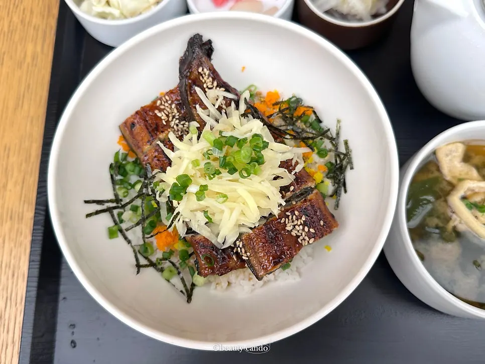 Glossy eel coated in sweet-salty sauce