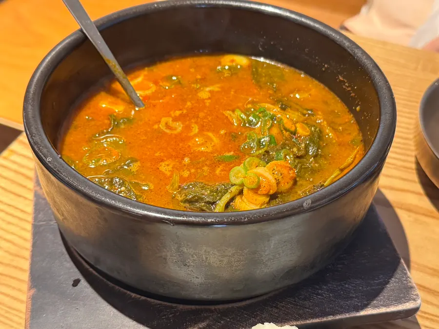 Complimentary haejangguk served with the pollack bossam order