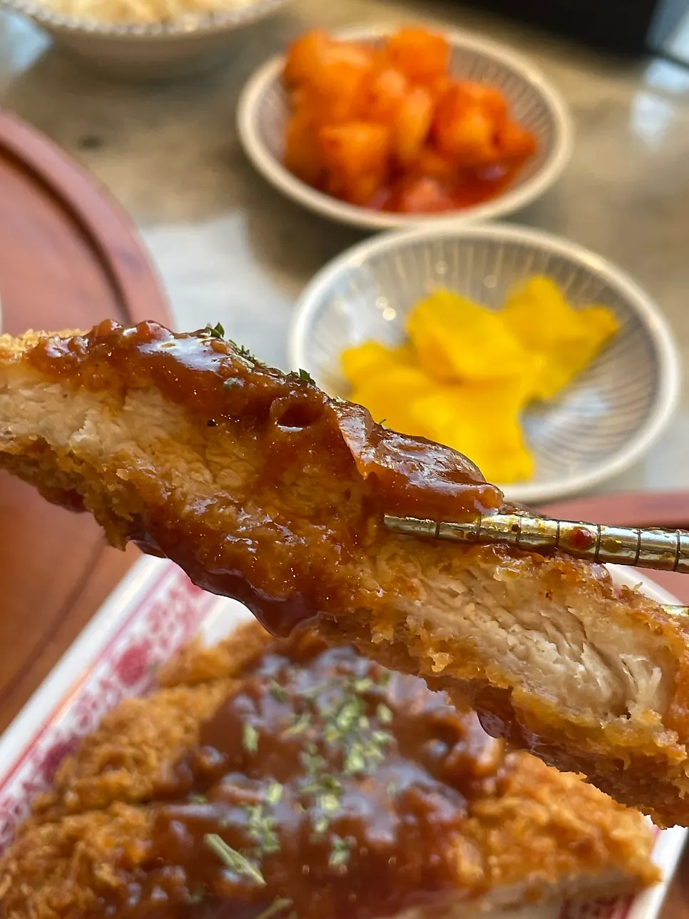 Cross-section of the pork cutlet
