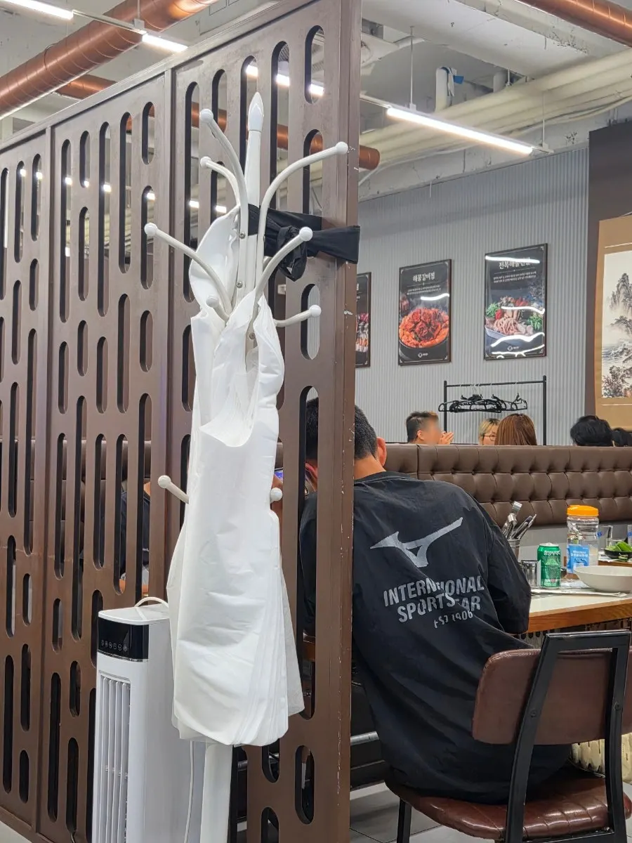 Coat rack and aprons area