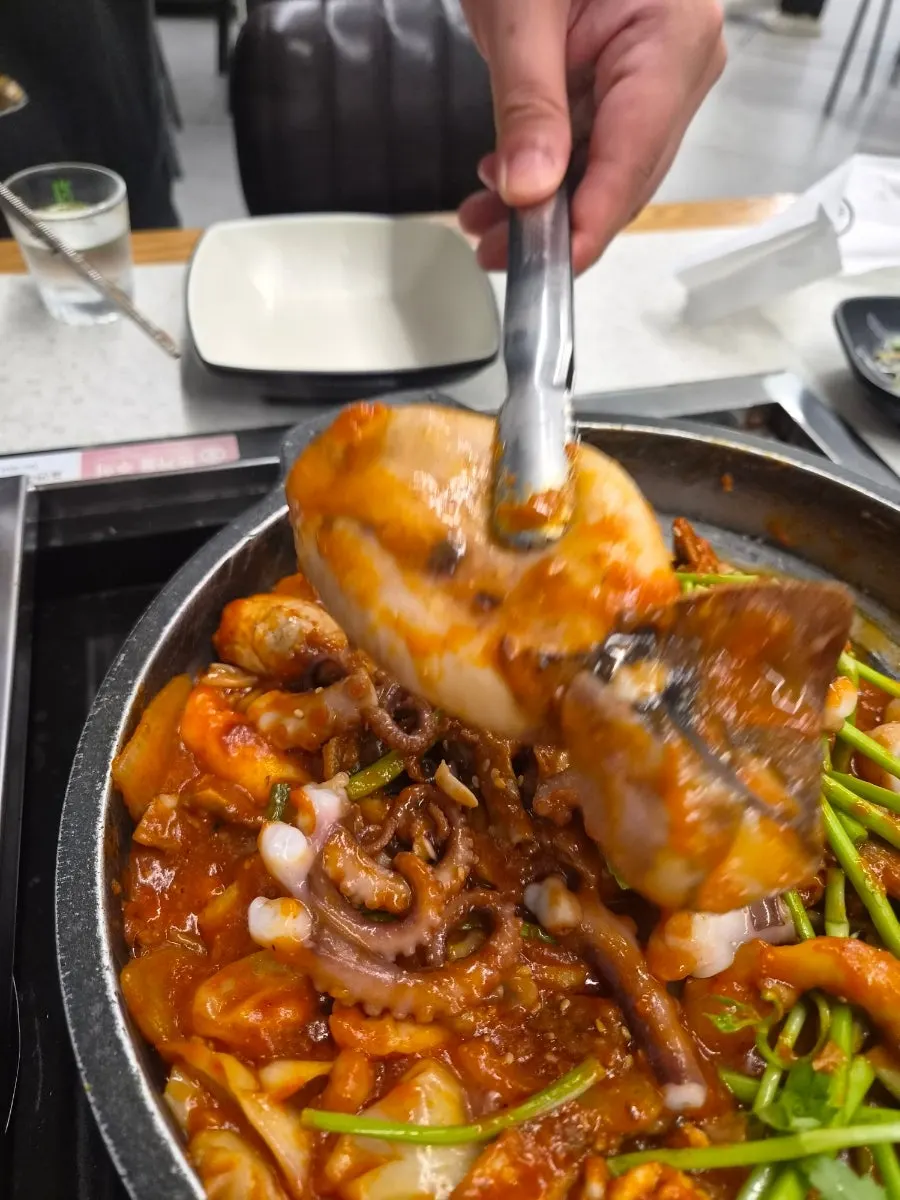 Sauce-soaked octopus and squid