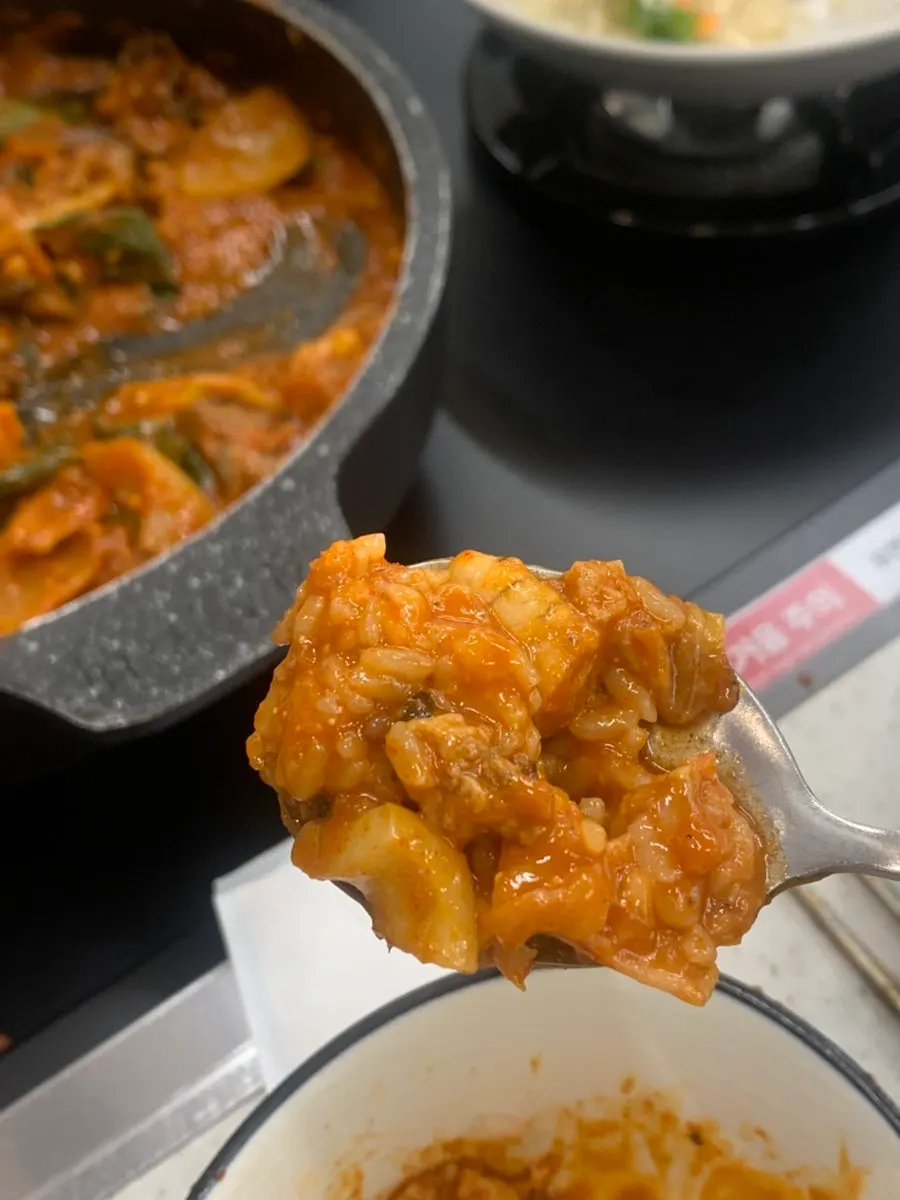 Seafood braised ribs set on a burner
