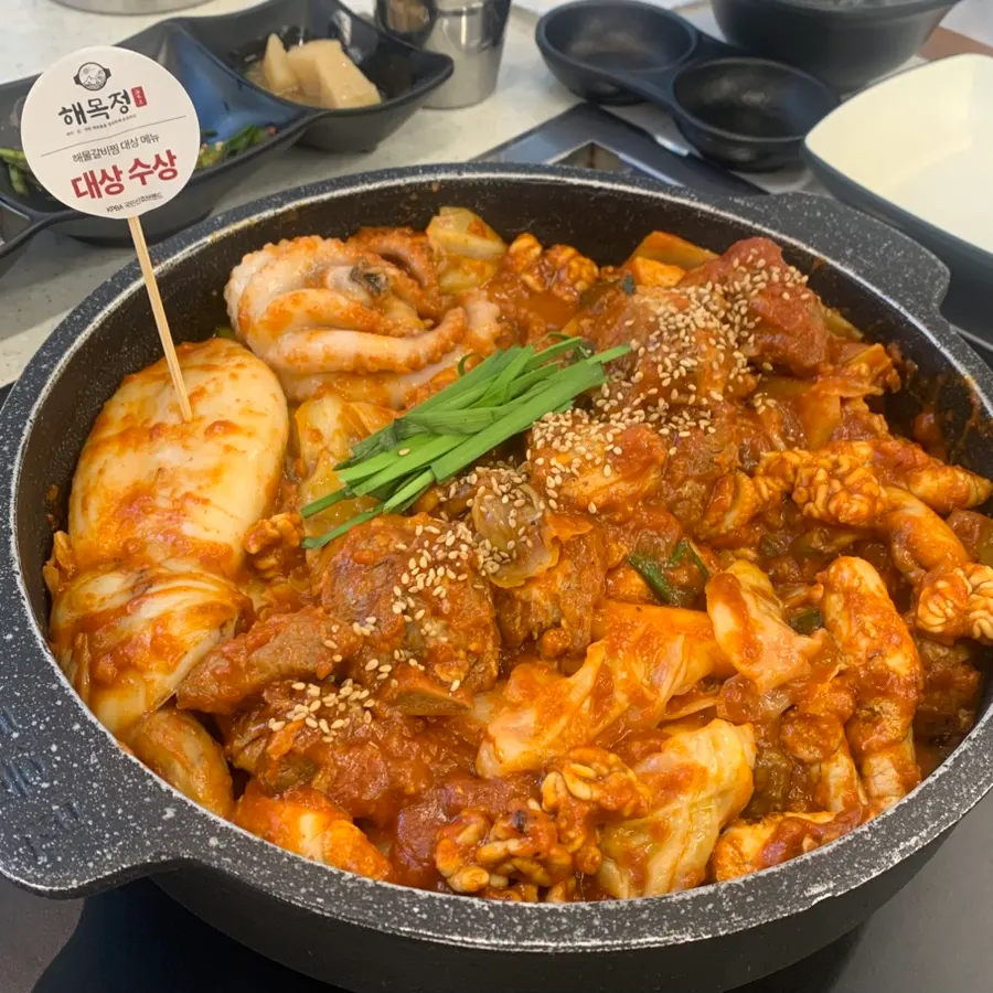 Seafood braised ribs for two loaded with seafood and ribs