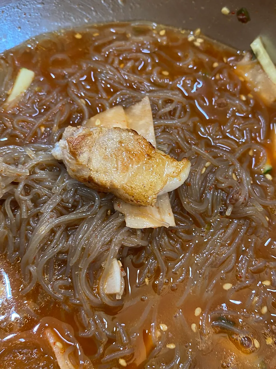 Bibim naengmyeon served as a free side