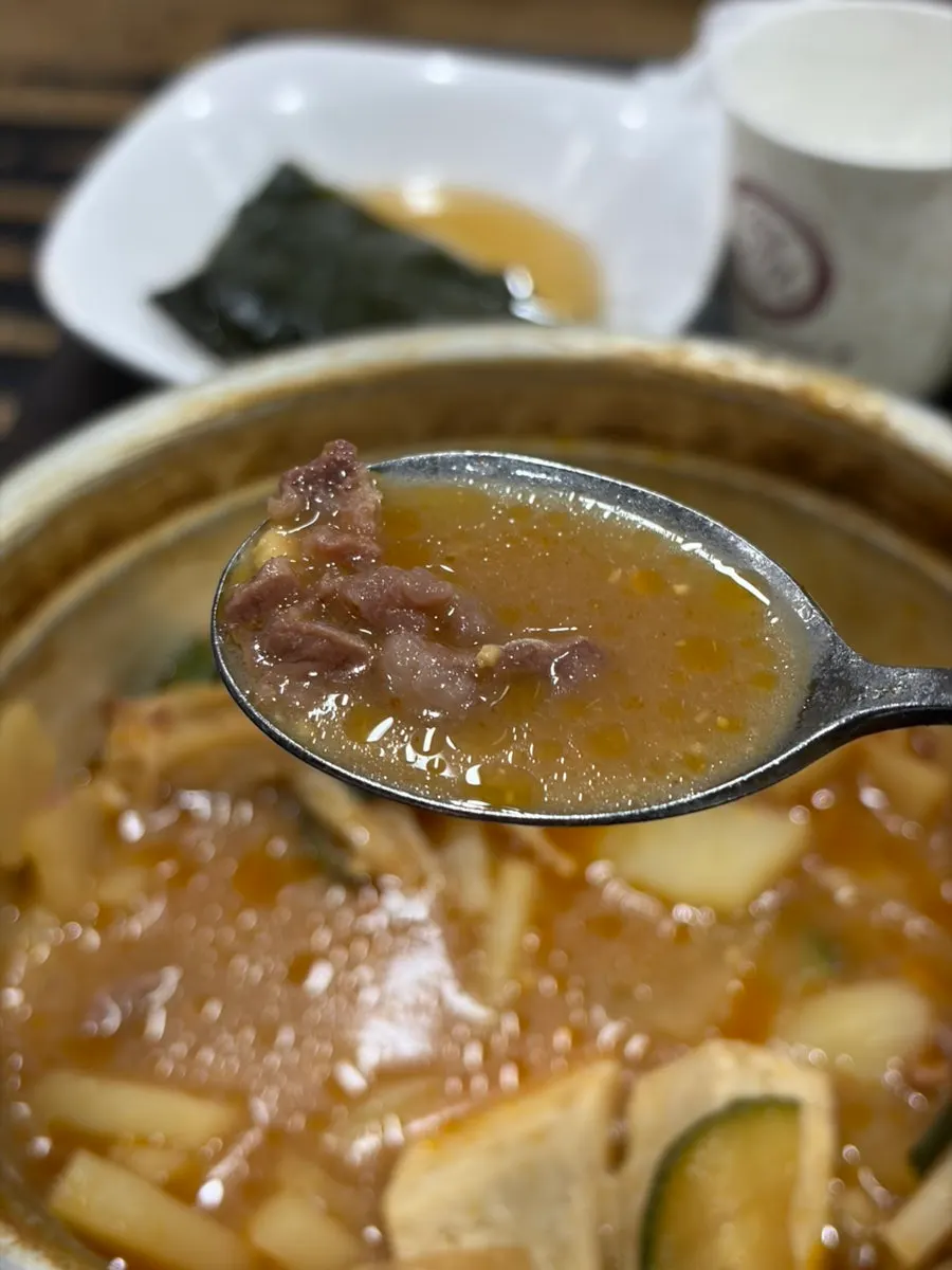 Soybean paste stew served as an unlimited-refill dessert