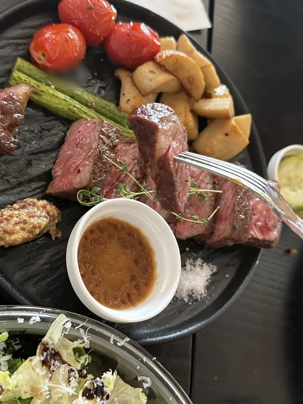 Garlic rice added alongside the steak