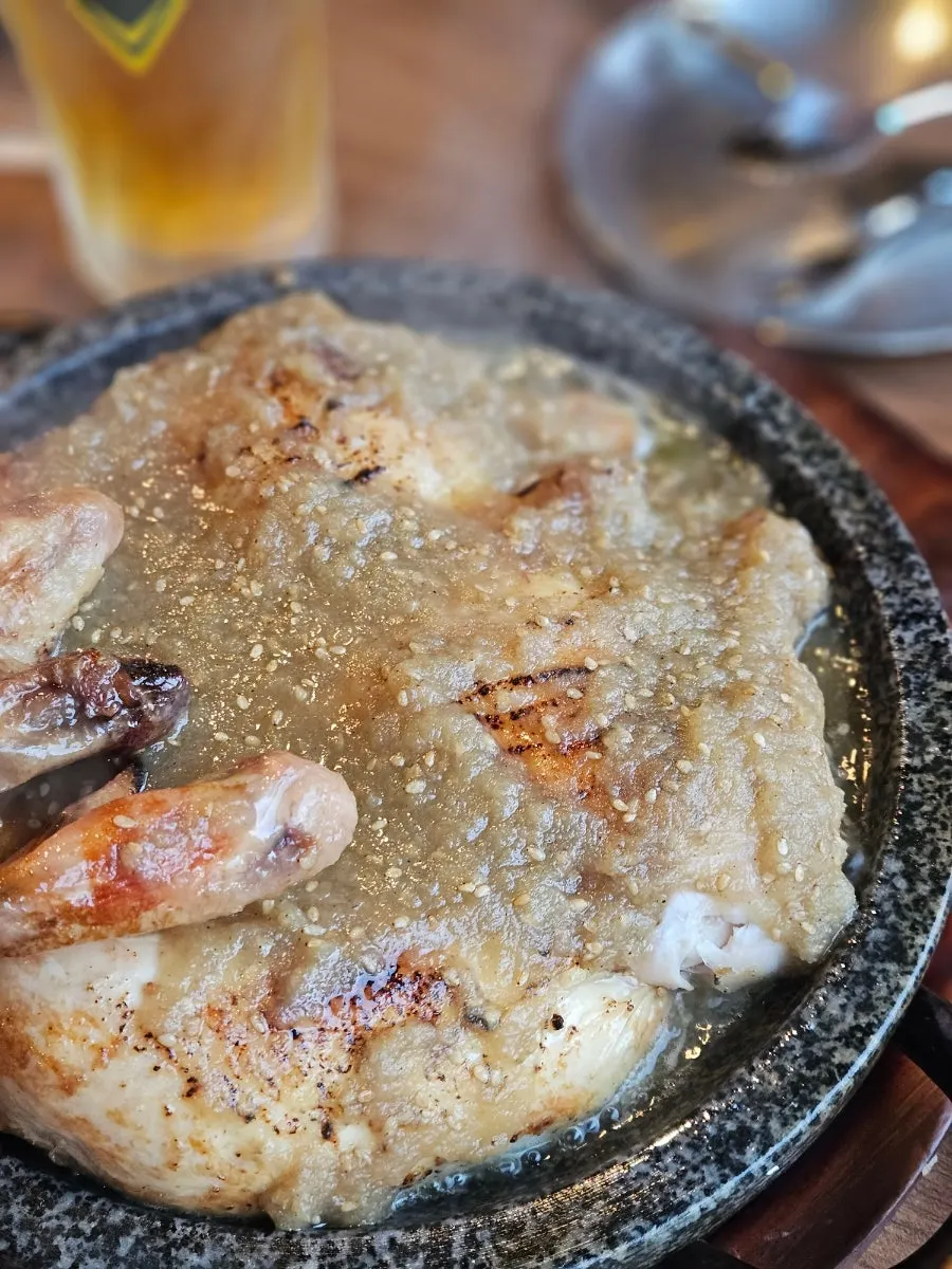 Oak-fired chicken coated in wang-galbi sauce
