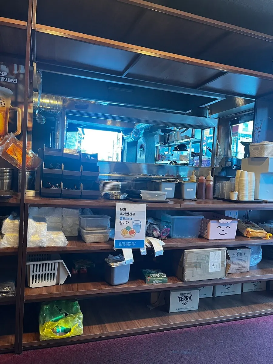 Spacious seating inside the chicken restaurant