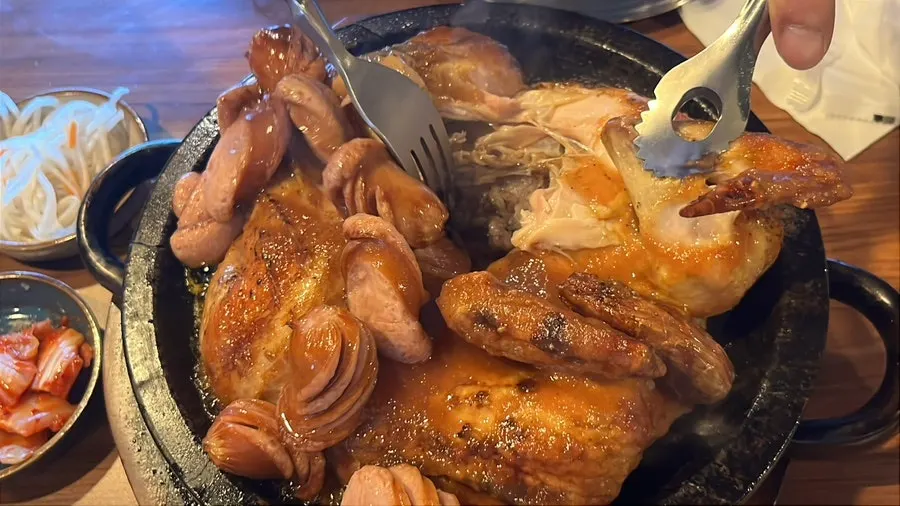 Table view after finishing the oak-fired chicken