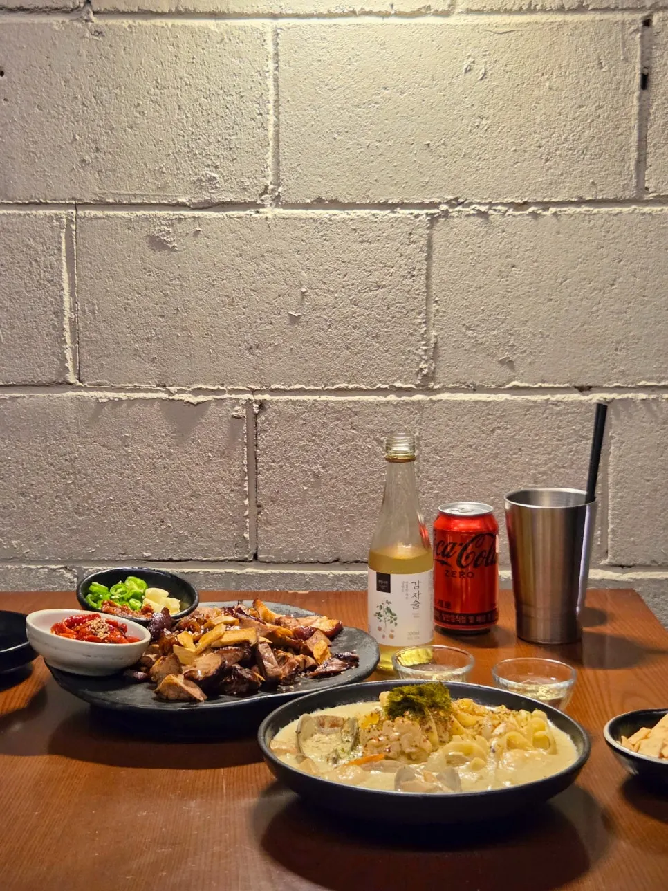 Our ordered dishes served with gamjasul