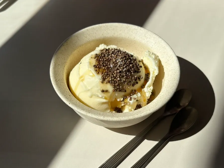 Perilla seed ice cream served for dessert