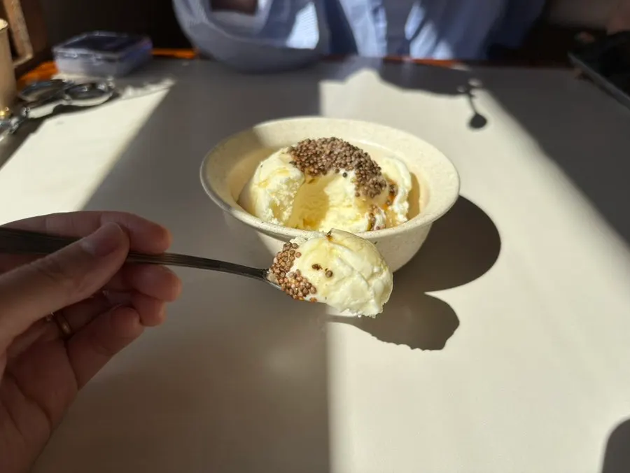 Close-up of the perilla seed ice cream