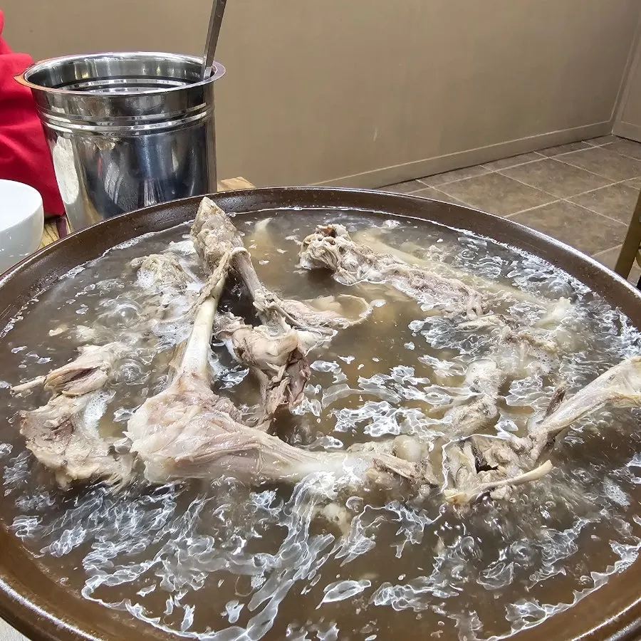 Duck baeksuk broth simmered with hwangchil