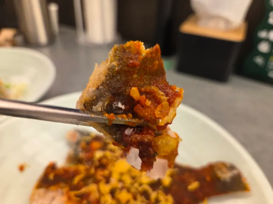 Seasoned flounder banchan with well-soaked sauce