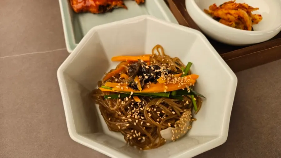 Japchae side dish from the Haenon Miyeok set meal