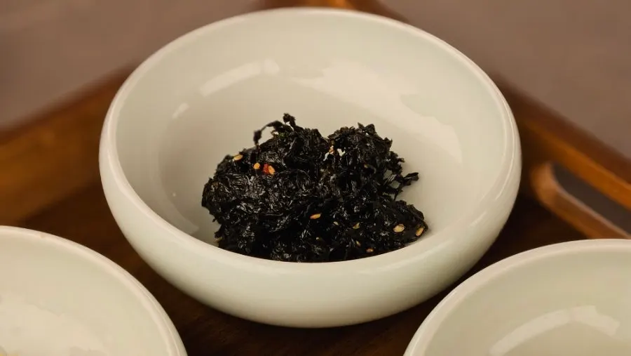 Sweet-and-sour eggplant side dish from the Haenon Miyeok set meal