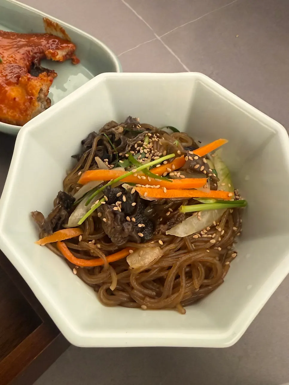 Close-up of Haenon Miyeok side dish plates