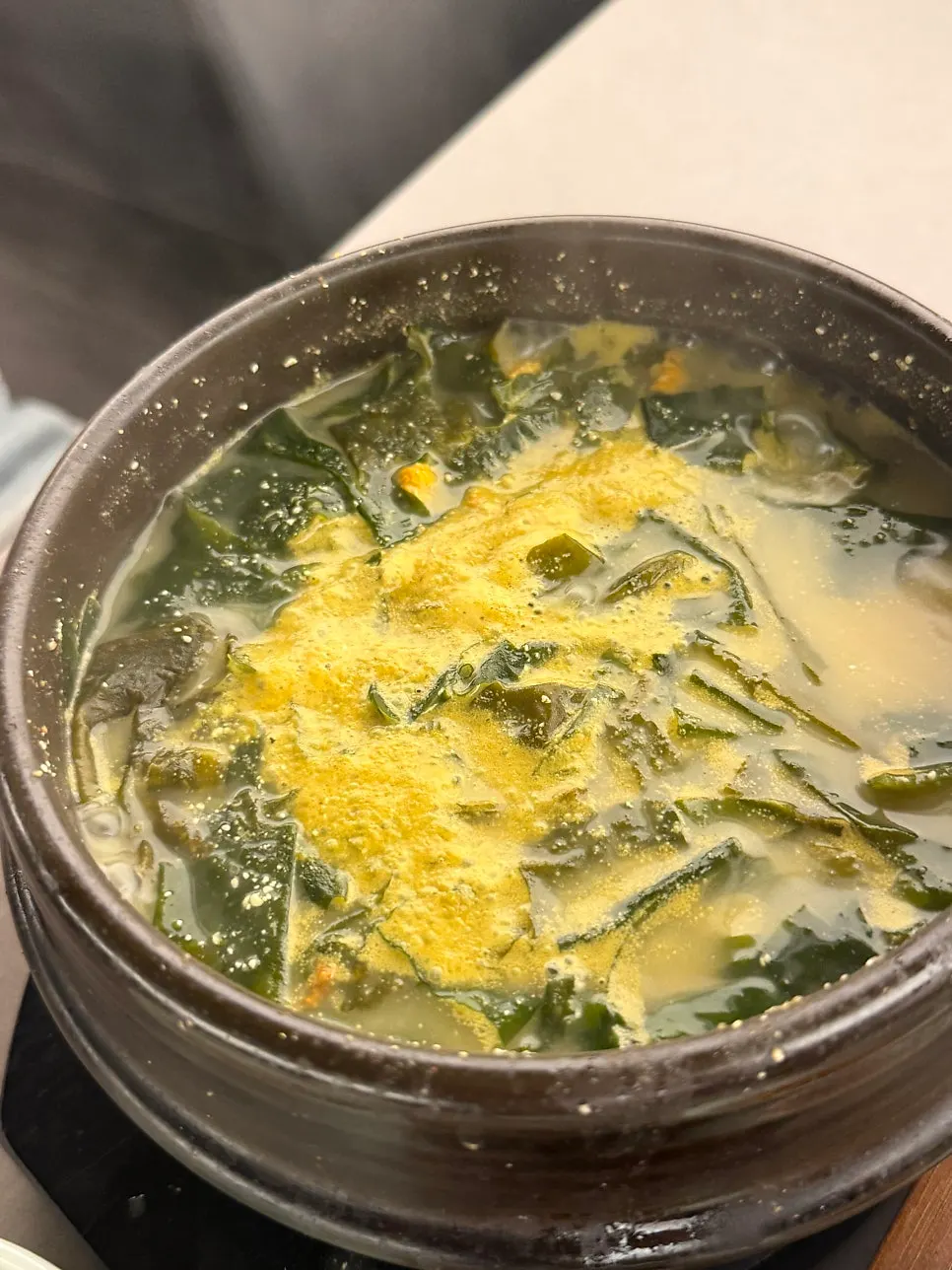 Softly simmered seaweed and sea urchin roe