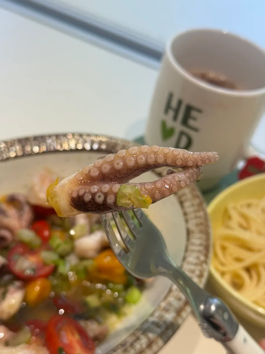 Chewy blanched baby octopus