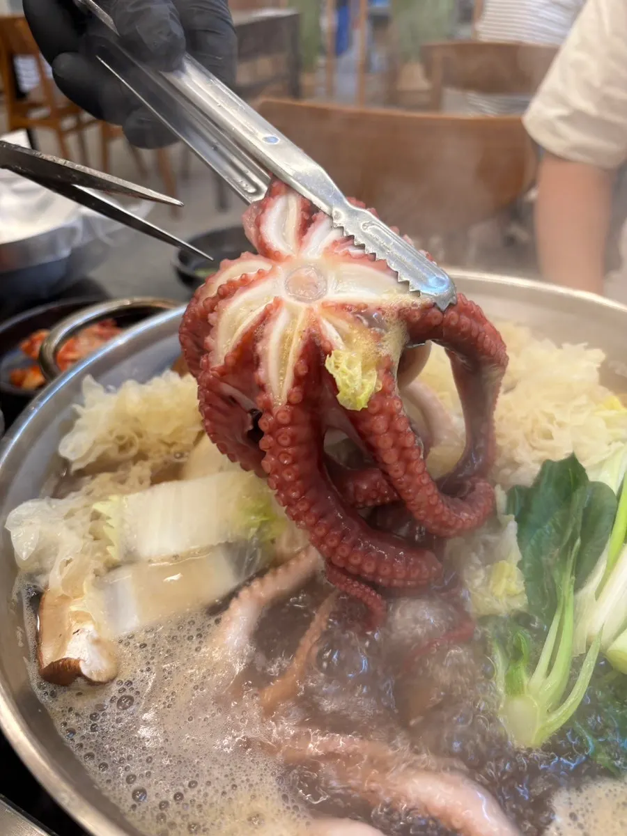 끓고 있는 해신탕 한 냄비