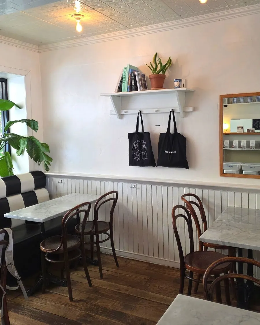 Outdoor terrace seating at Low & Sweet