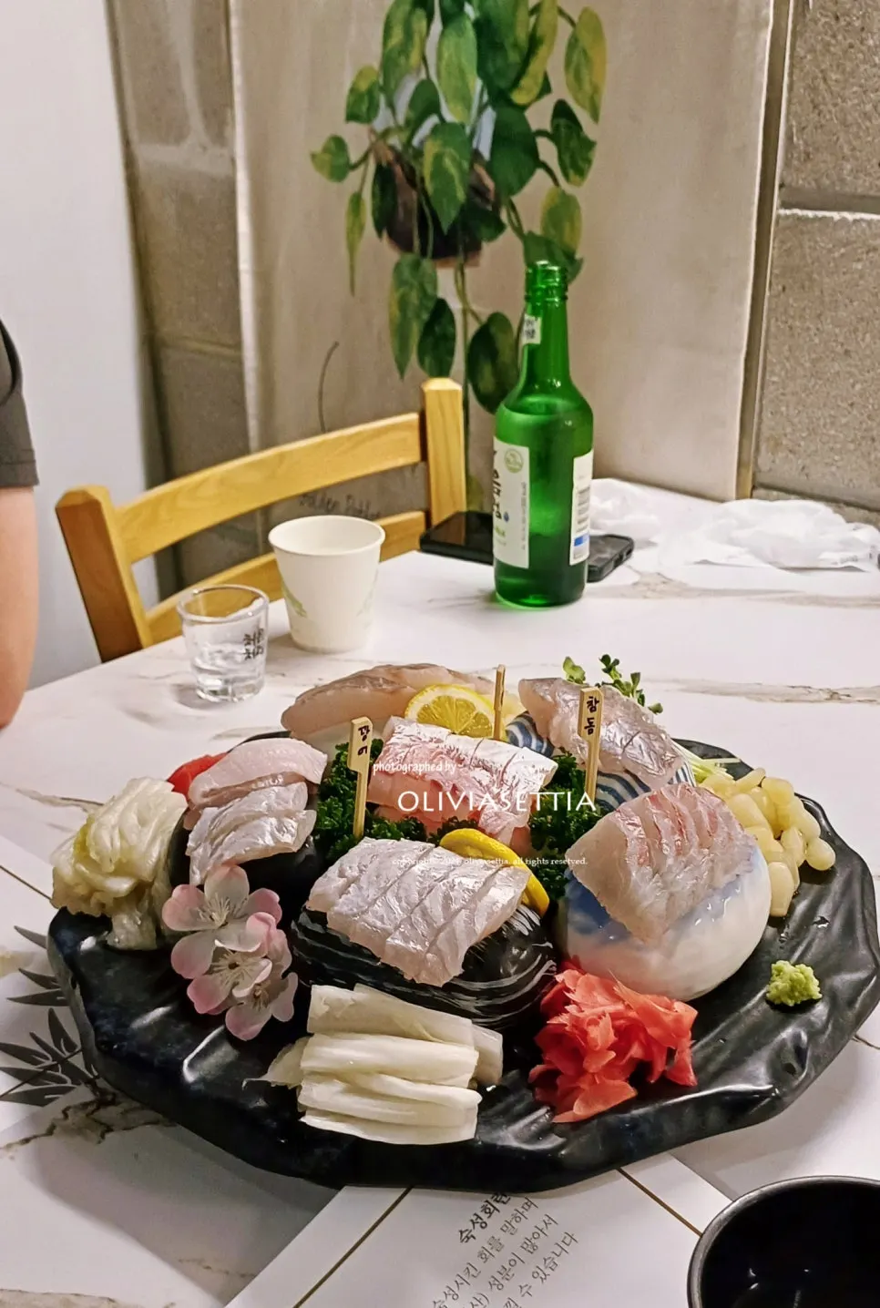 Sashimi plated with 5 pieces per type